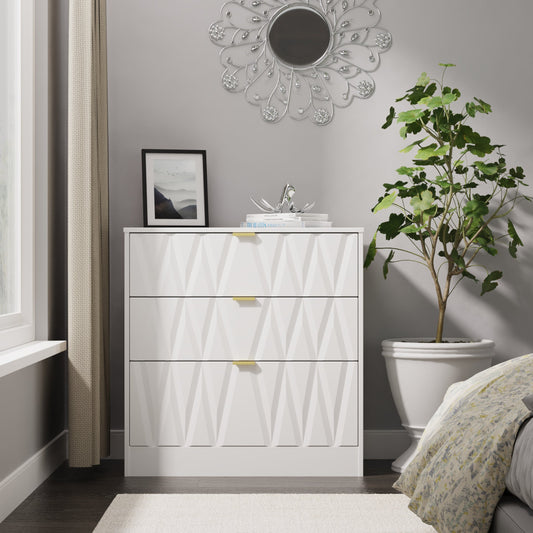 Las Vegas F Chest of Drawers White 3 Drawers 80cm
