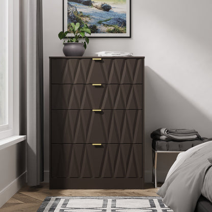 Las Vegas F Tall Chest of Drawers Dark Grey 4 Drawers 107cm