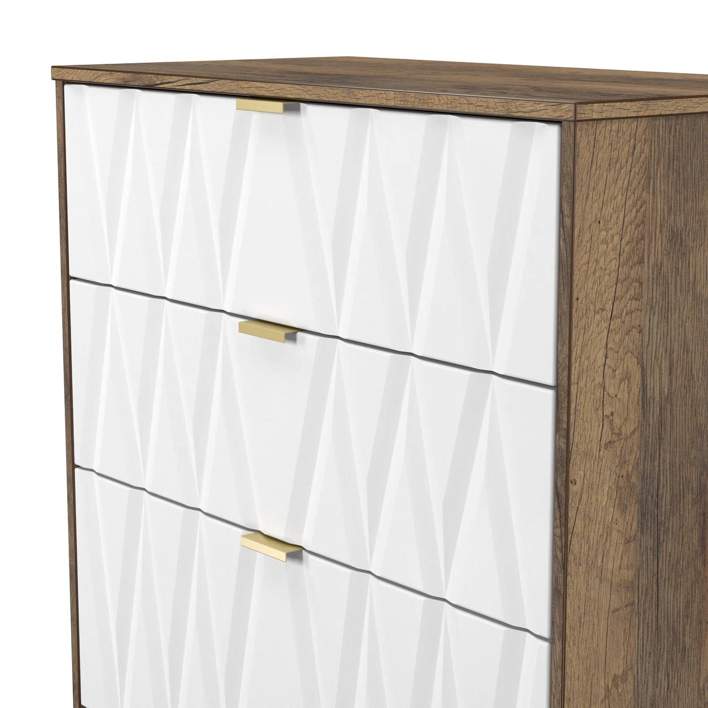 Las Vegas F Tall Chest of Drawers White & Oak 4 Drawers 107cm