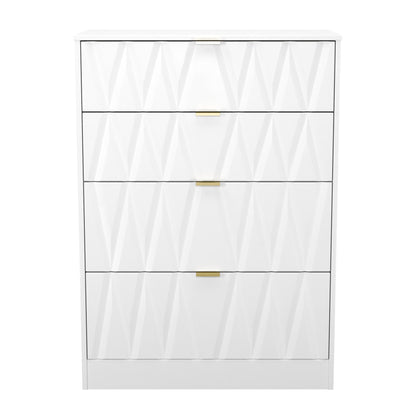 Las Vegas F Tall Chest of Drawers White 4 Drawers 107cm