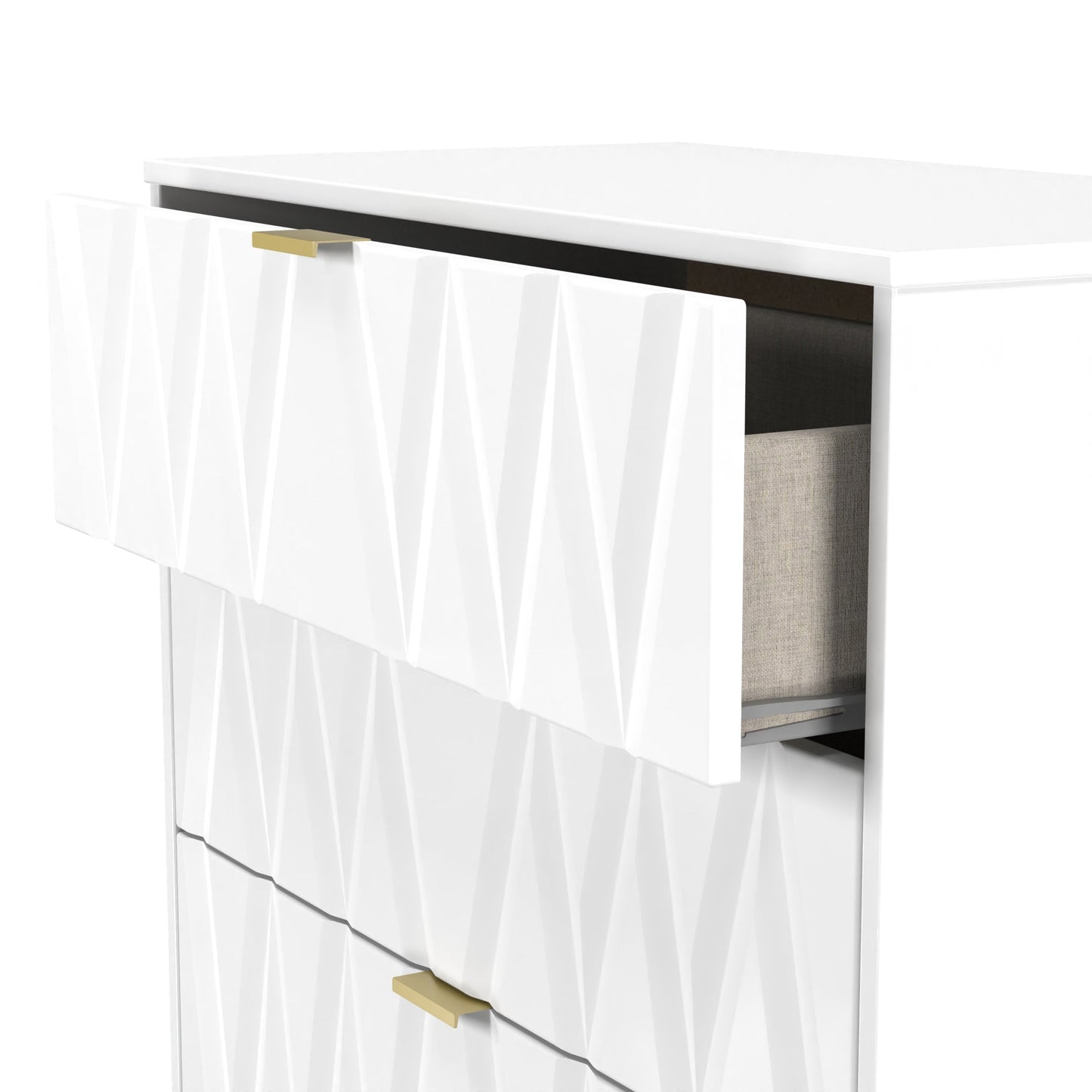 Las Vegas F Tall Chest of Drawers White 4 Drawers 107cm