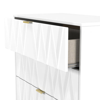 Las Vegas F Tall Chest of Drawers White 4 Drawers 107cm