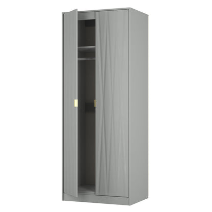 Las Vegas F Tall Wardrobe Grey 2 Doors 1 Shelf 77cm