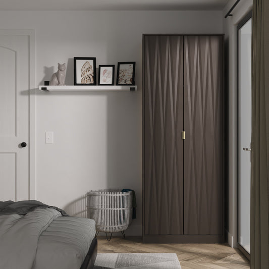 Las Vegas F Tall Wardrobe Dark Grey 2 Doors 1 Shelf 198cm