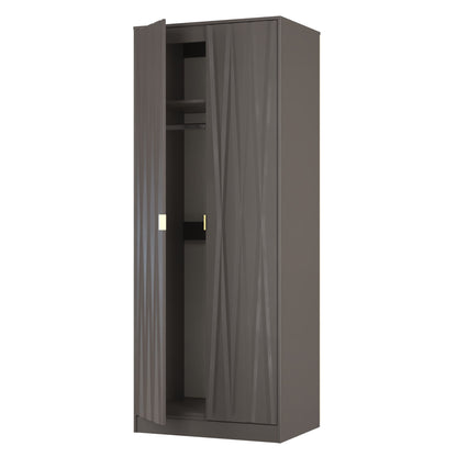 Las Vegas F Tall Wardrobe Dark Grey 2 Doors 1 Shelf 198cm