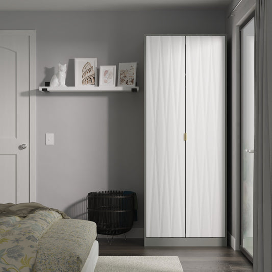 Las Vegas F Tall Wardrobe Grey 2 Doors 1 Shelf 53cm