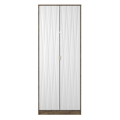 Las Vegas F Tall Wardrobe White & Oak 2 Doors 1 Shelf 198cm