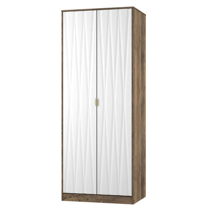 Las Vegas F Tall Wardrobe White & Oak 2 Doors 1 Shelf 198cm