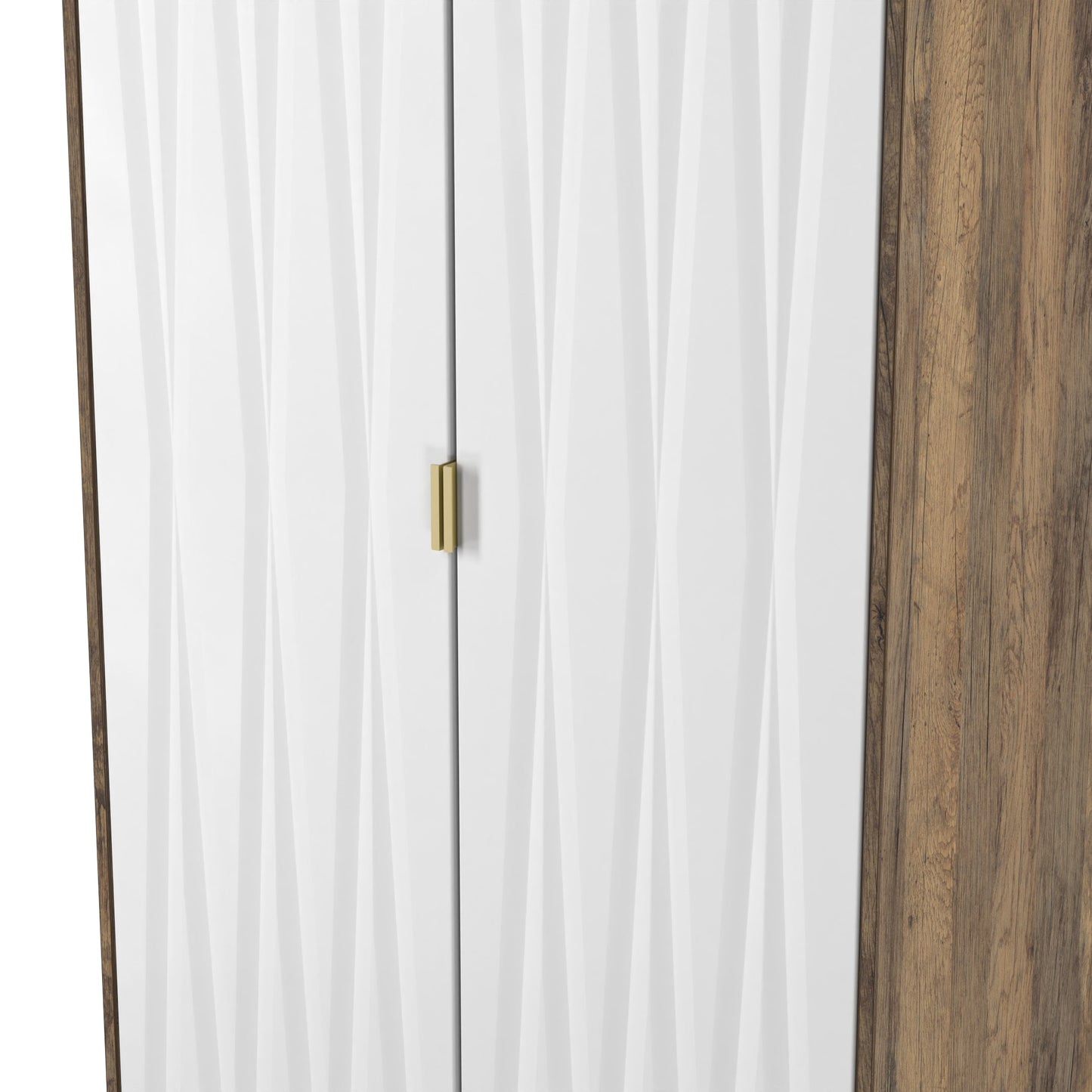 Las Vegas F Tall Wardrobe White & Oak 2 Doors 1 Shelf 198cm