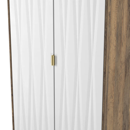 Las Vegas F Tall Wardrobe White & Oak 2 Doors 1 Shelf 198cm
