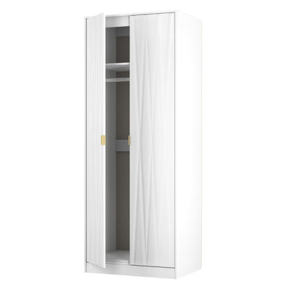 Las Vegas F Tall Wardrobe White 2 Doors 1 Shelf 198cm