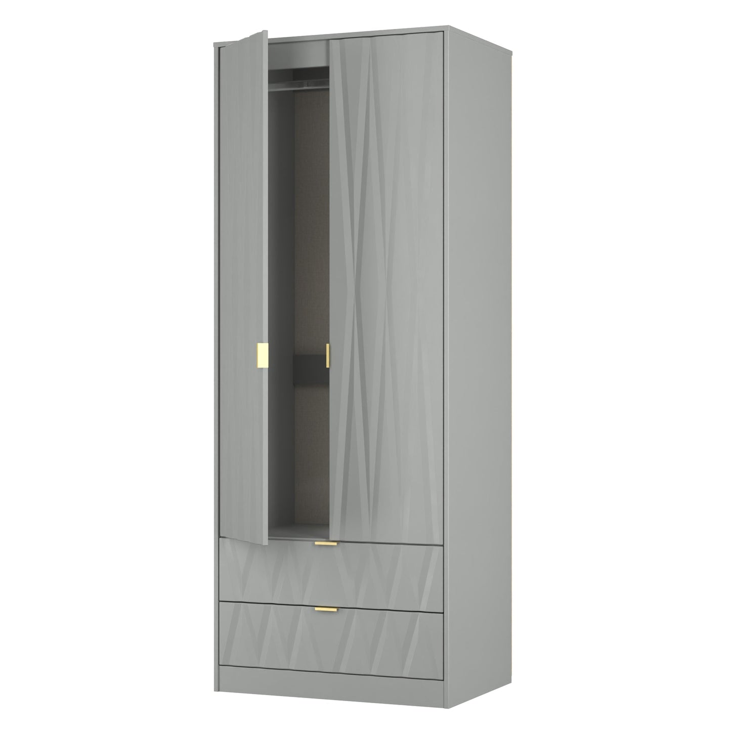 Las Vegas F Tall Wardrobe Grey 2 Doors 2 Drawers 77cm