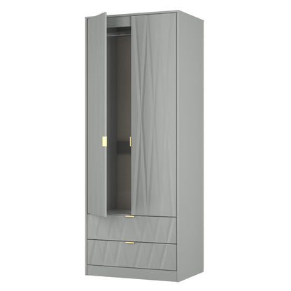 Las Vegas F Tall Wardrobe Grey 2 Doors 2 Drawers 77cm