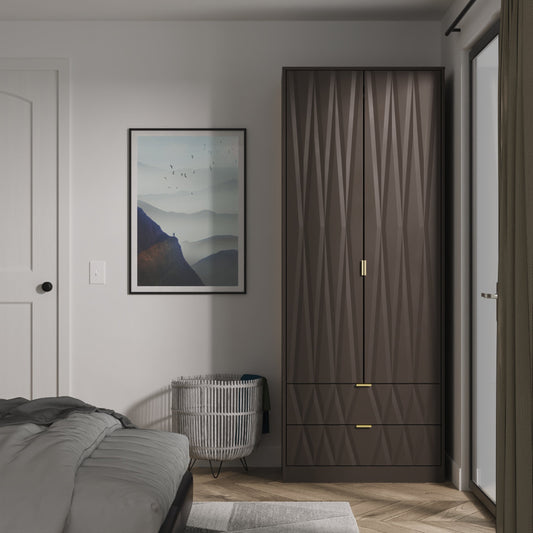 Las Vegas F Tall Wardrobe Dark Grey 2 Doors 2 Drawers 198cm