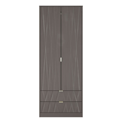 Las Vegas F Tall Wardrobe Dark Grey 2 Doors 2 Drawers 198cm