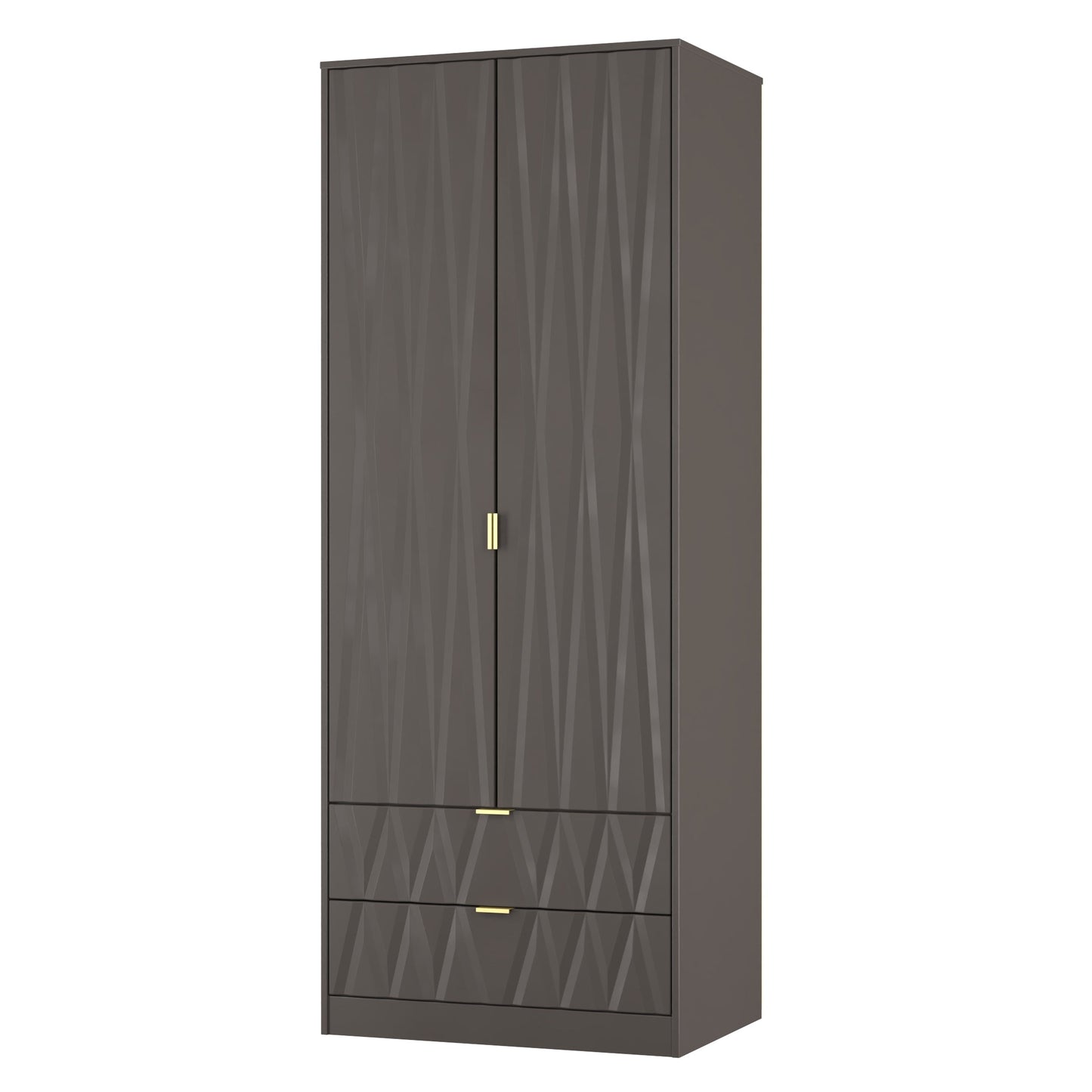 Las Vegas F Tall Wardrobe Dark Grey 2 Doors 2 Drawers 198cm