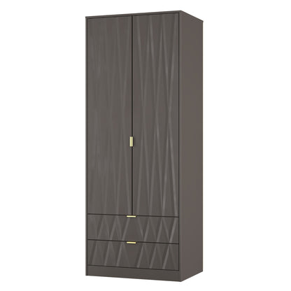 Las Vegas F Tall Wardrobe Dark Grey 2 Doors 2 Drawers 198cm