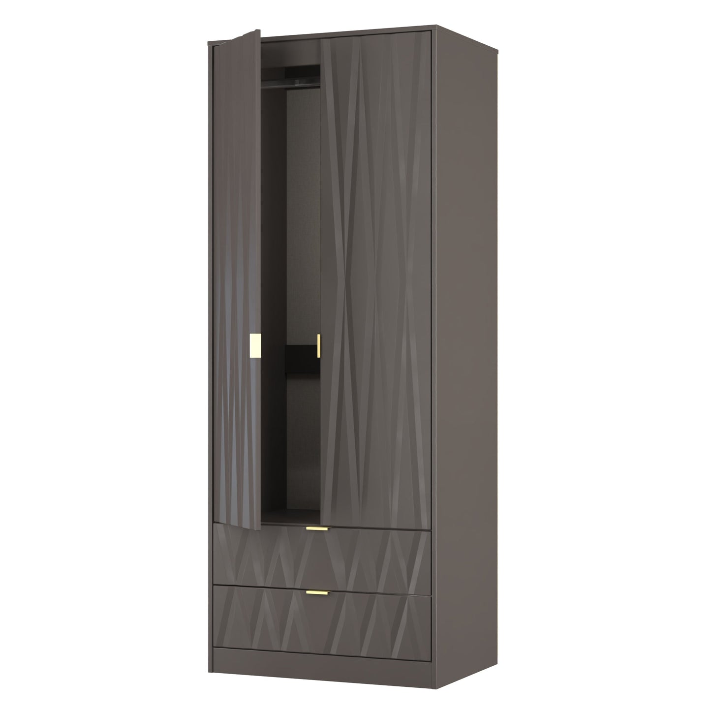 Las Vegas F Tall Wardrobe Dark Grey 2 Doors 2 Drawers 198cm