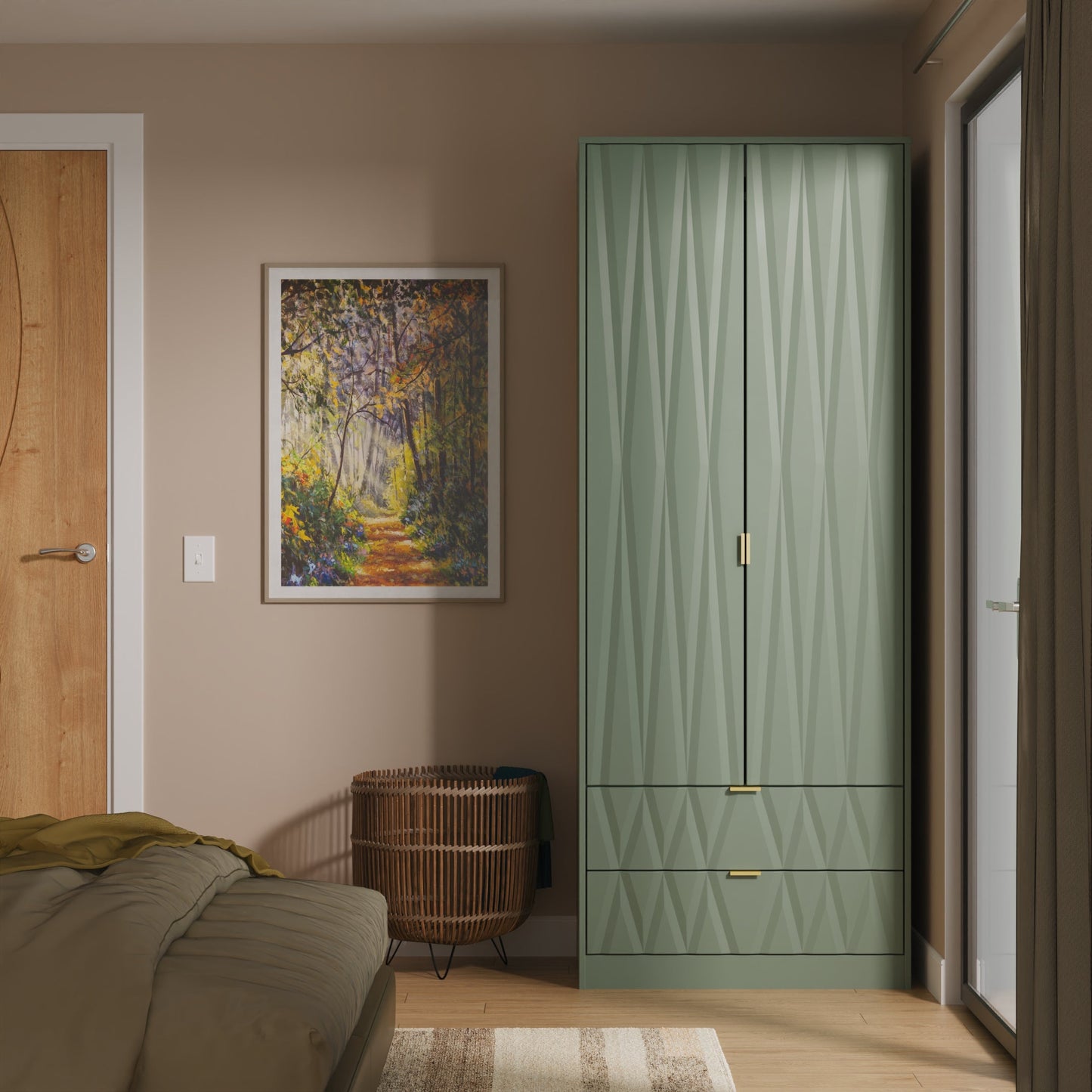 Las Vegas F Tall Wardrobe Not Applicable 2 Doors 2 Drawers 198cm