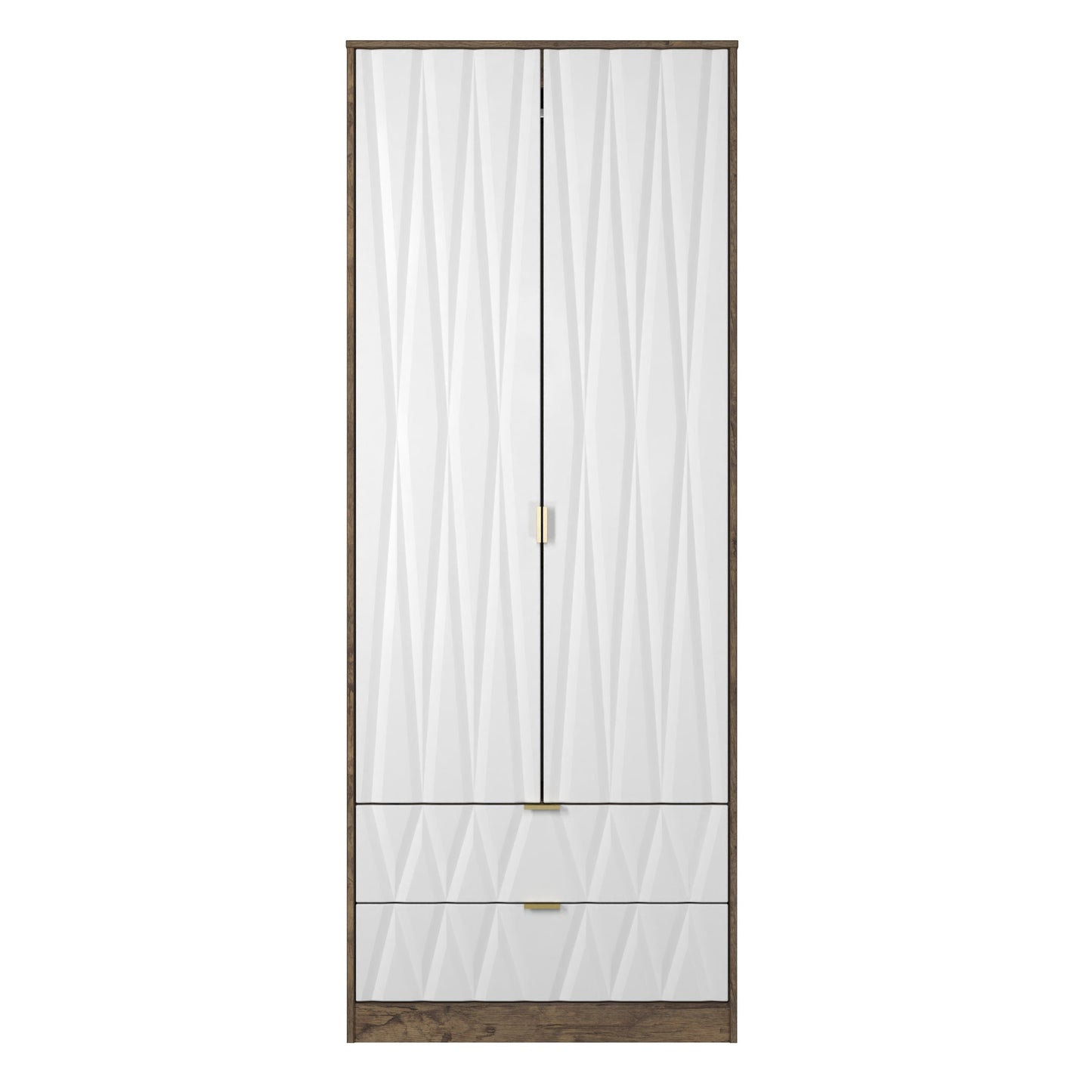 Las Vegas F Tall Wardrobe White & Oak 2 Doors 2 Drawers 198cm