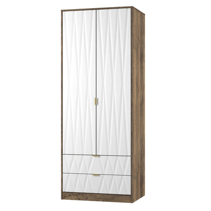Las Vegas F Tall Wardrobe White & Oak 2 Doors 2 Drawers 198cm