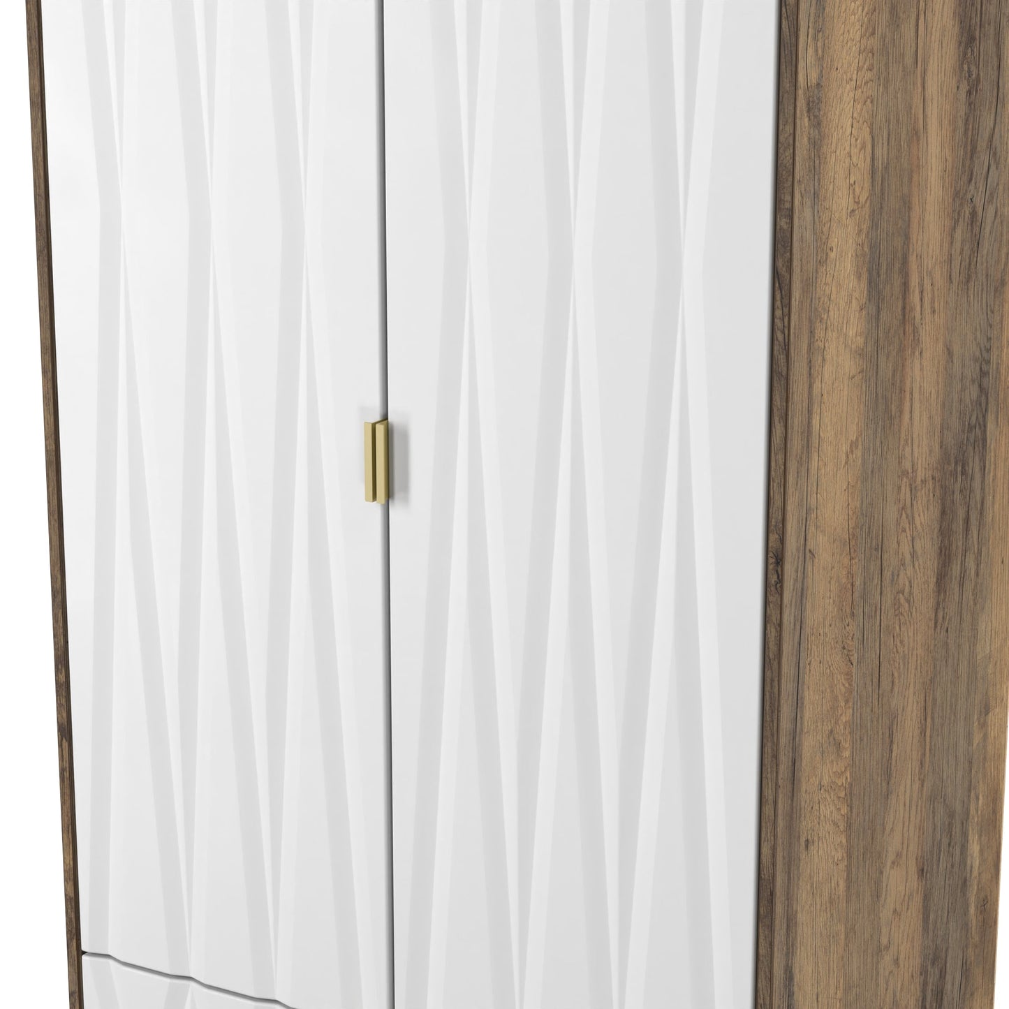 Las Vegas F Tall Wardrobe White & Oak 2 Doors 2 Drawers 198cm