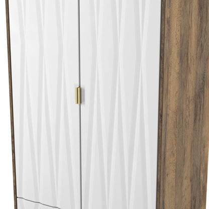 Las Vegas F Tall Wardrobe White & Oak 2 Doors 2 Drawers 198cm