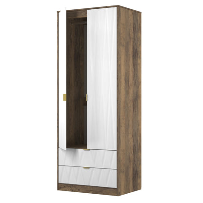 Las Vegas F Tall Wardrobe White & Oak 2 Doors 2 Drawers 198cm