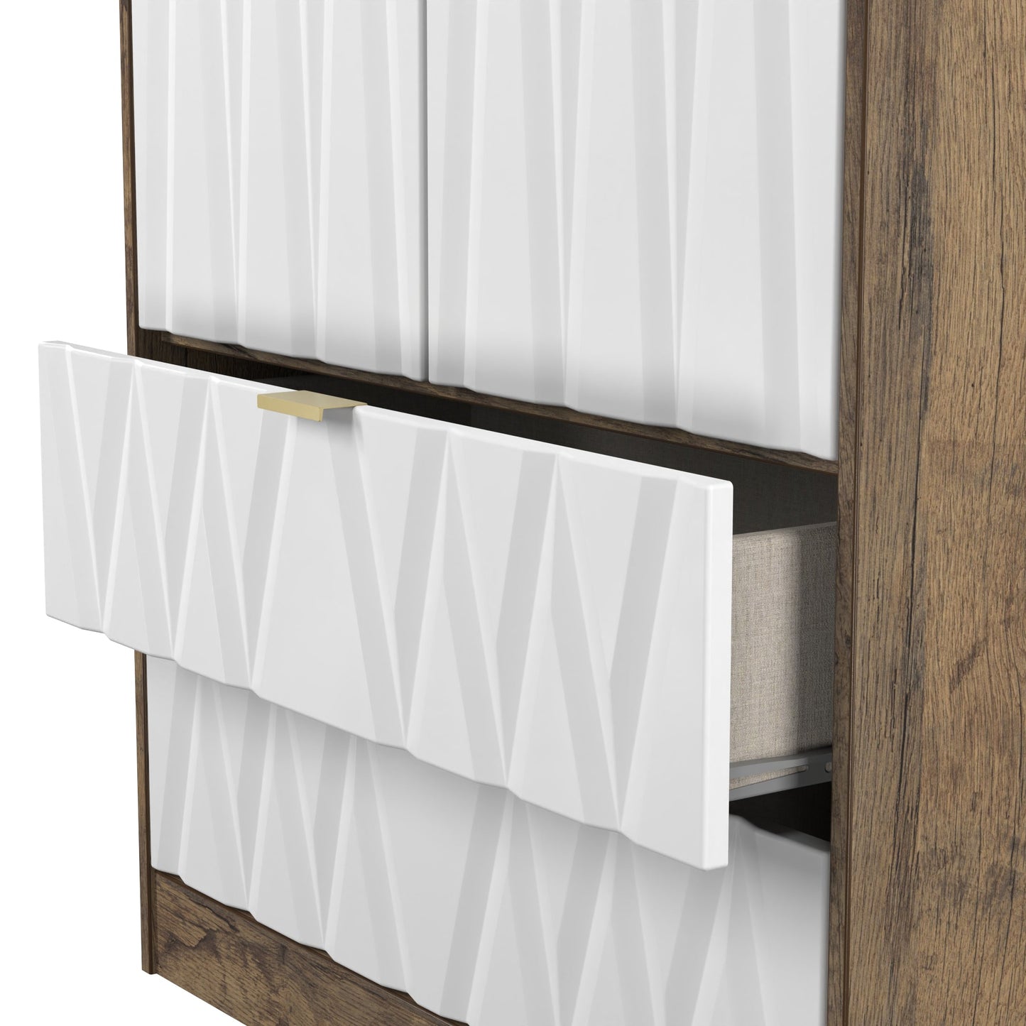 Las Vegas F Tall Wardrobe White & Oak 2 Doors 2 Drawers 198cm