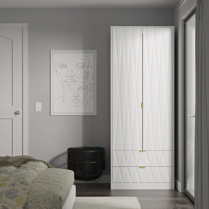 Las Vegas F Tall Wardrobe White 2 Doors 2 Drawers 198cm