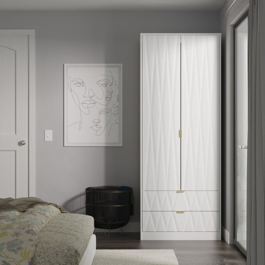 Las Vegas F Tall Wardrobe White 2 Doors 2 Drawers 198cm