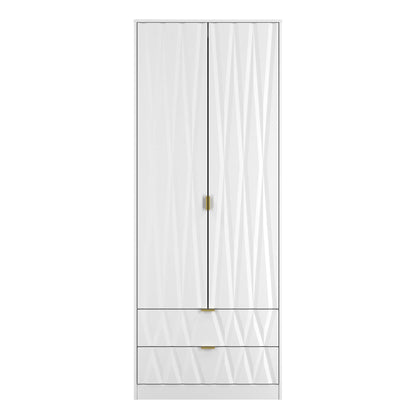 Las Vegas F Tall Wardrobe White 2 Doors 2 Drawers 198cm
