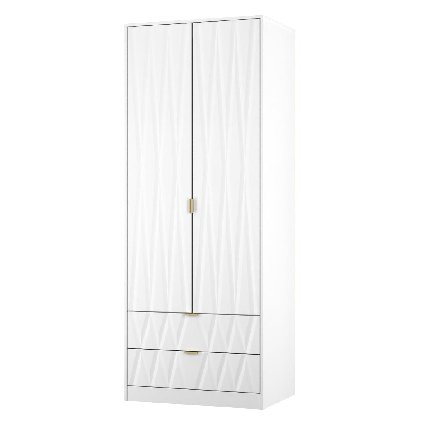Las Vegas F Tall Wardrobe White 2 Doors 2 Drawers 198cm