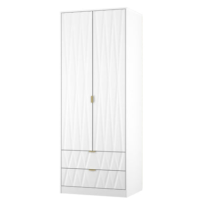 Las Vegas F Tall Wardrobe White 2 Doors 2 Drawers 198cm