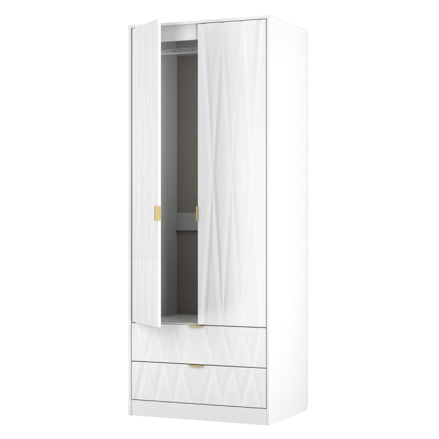 Las Vegas F Tall Wardrobe White 2 Doors 2 Drawers 198cm