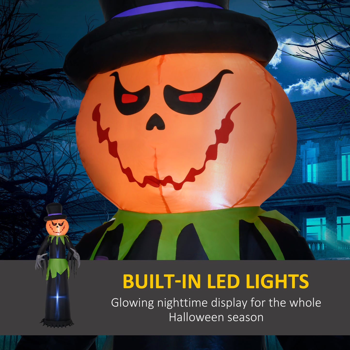 Pumpkin Man Inflatable Halloween Decoration - 250cm