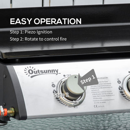 Gas Plancha Grill with 3 Stainless Steel Burner