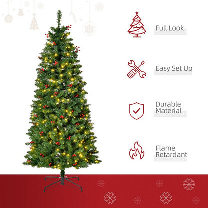5 Foot Prelit Artificial Pencil Christmas Tree with Warm White LED Light