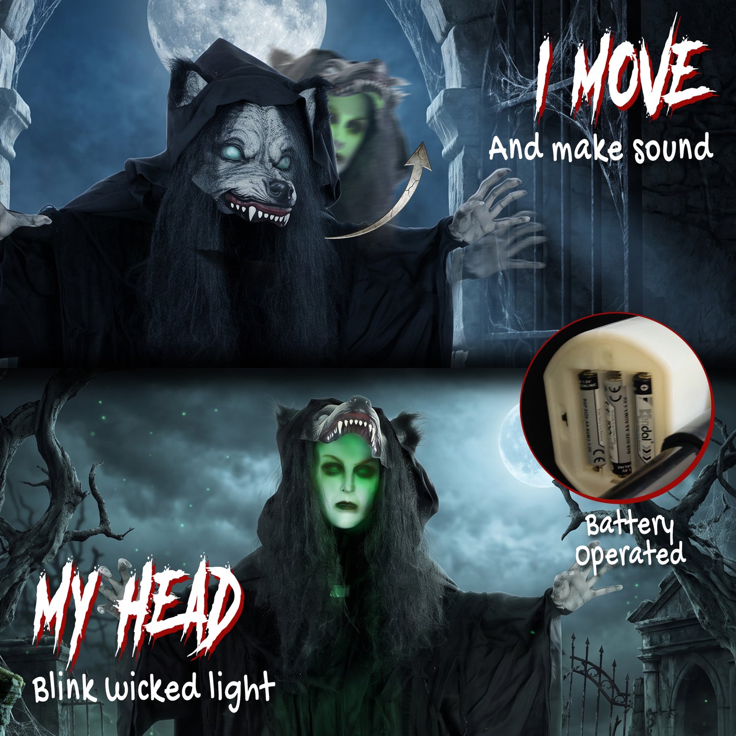 Animated Werewolf Halloween Decoration - 170cm