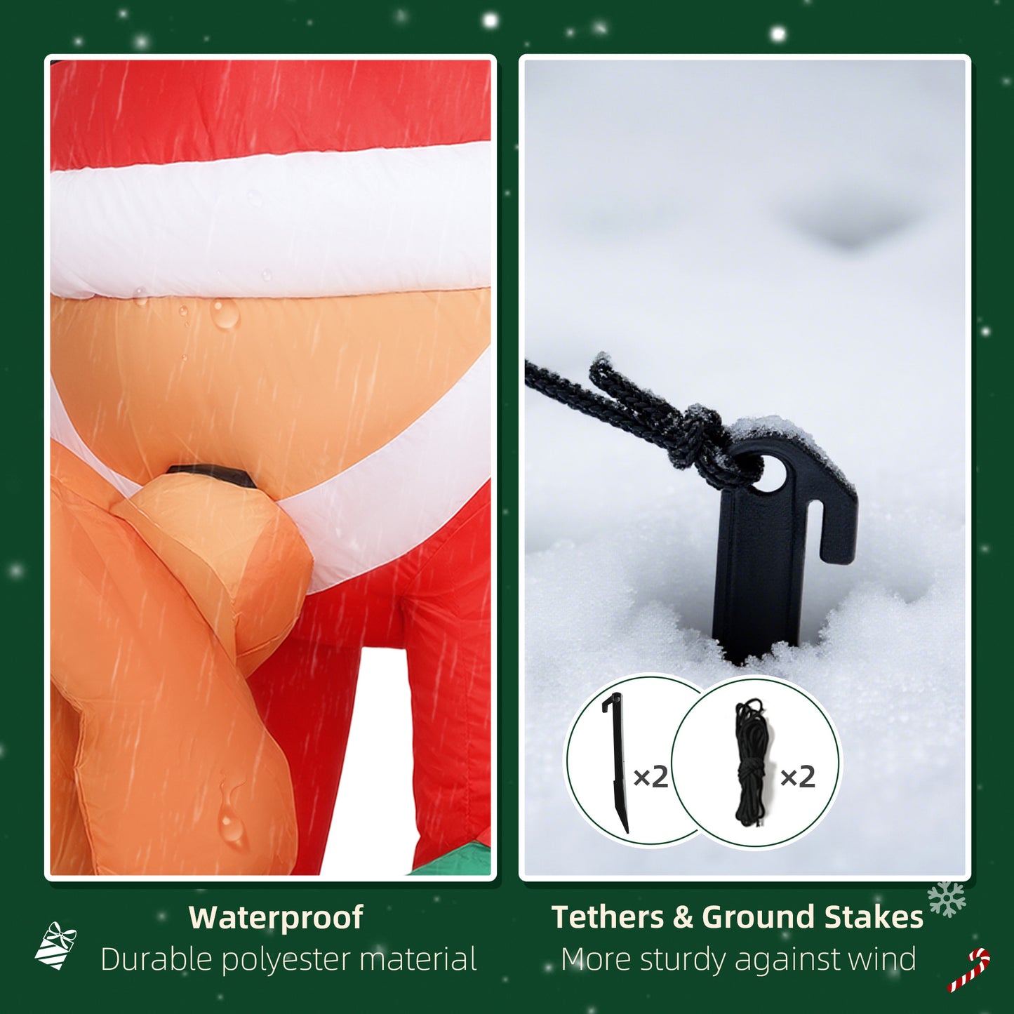 Santa And Dog Inflatable Christmas Decoration - 214cm