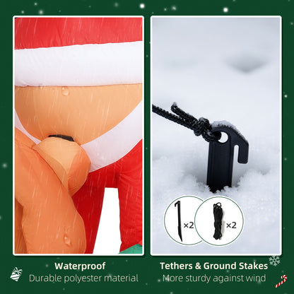 Santa And Dog Inflatable Christmas Decoration - 214cm