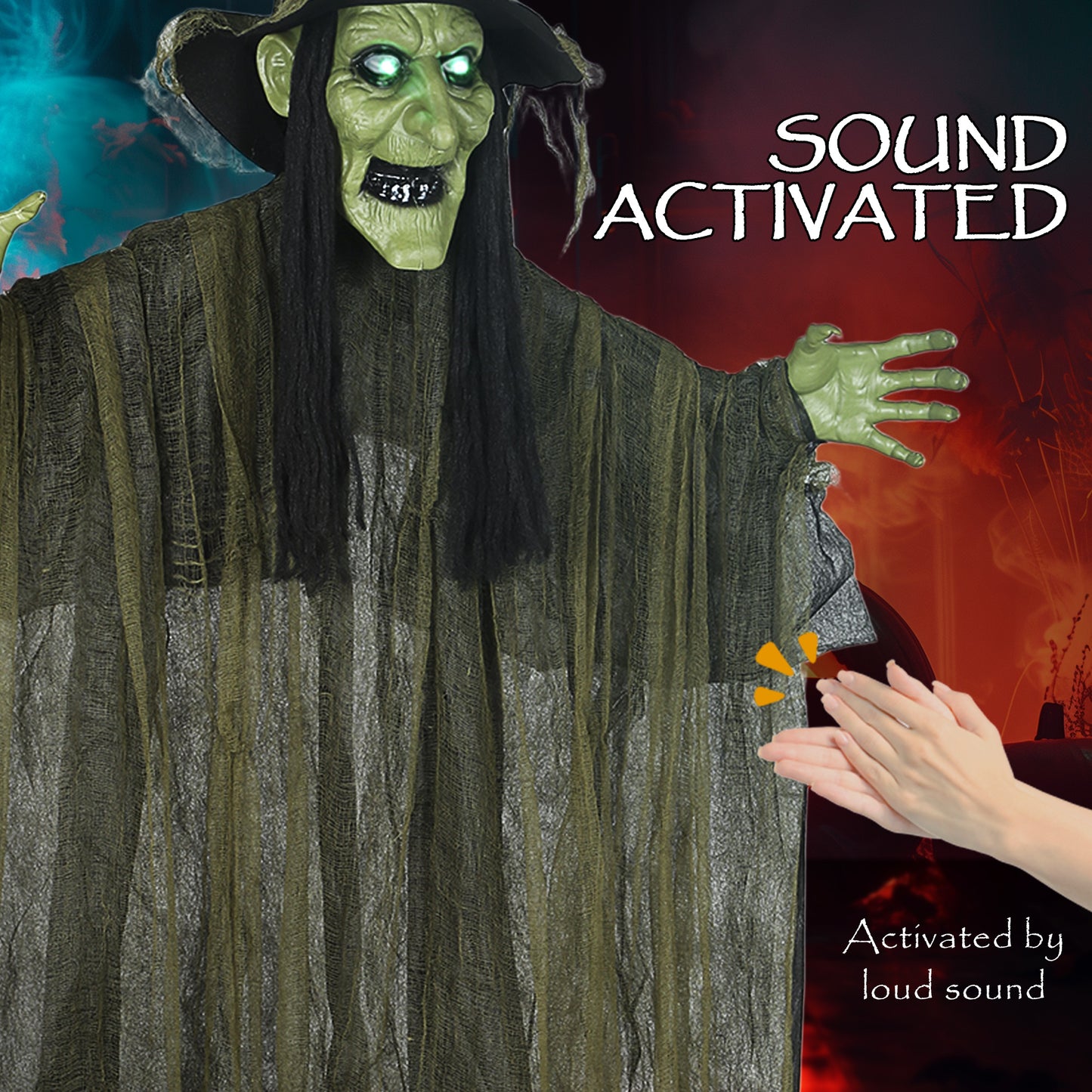 Animated Witch Halloween Decoration - 170cm