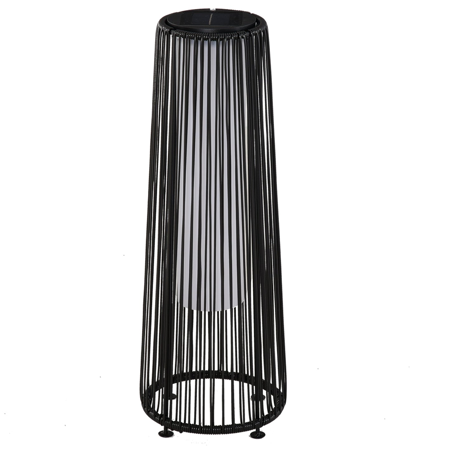 Patio Garden Solar Powered Lights Woven Resin Wicker Lantern Auto On/Off Primary Image