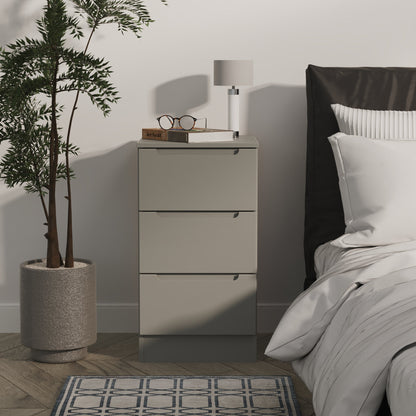Milan Bedside Table Grey 3 Drawers 70cm