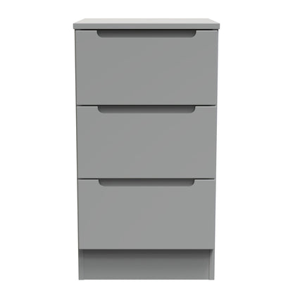 Milan Bedside Table Grey 3 Drawers 70cm