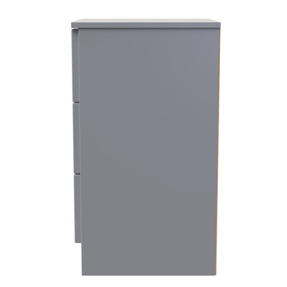 Milan Bedside Table Grey 3 Drawers 70cm