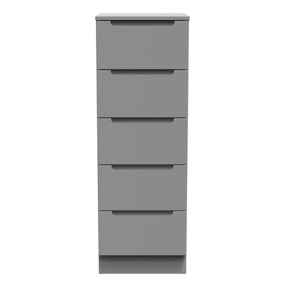 Milan Bedside Table Grey 5 Drawers 108cm