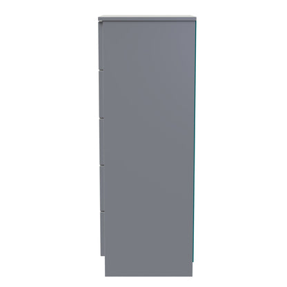 Milan Bedside Table Grey 5 Drawers 108cm
