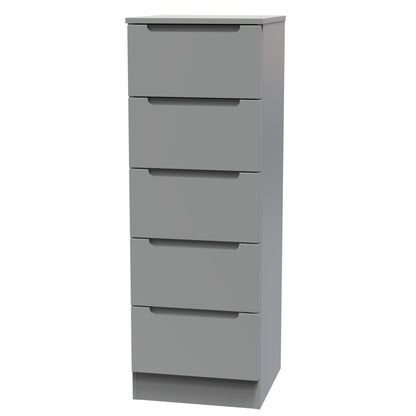 Milan Bedside Table Grey 5 Drawers 108cm