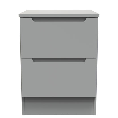 Milan Bedside Table Grey 2 Drawers 51cm